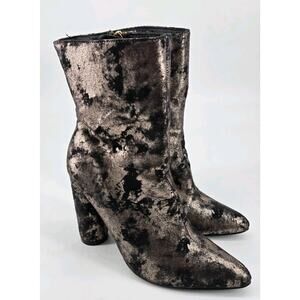 Cape Robbin Metallic Rose Gold Black Velvet Cylinder High Heel Ankle Boots Sz 7